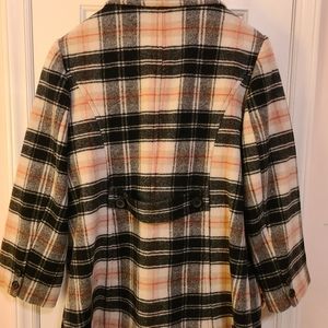 Plaid wool pea coat